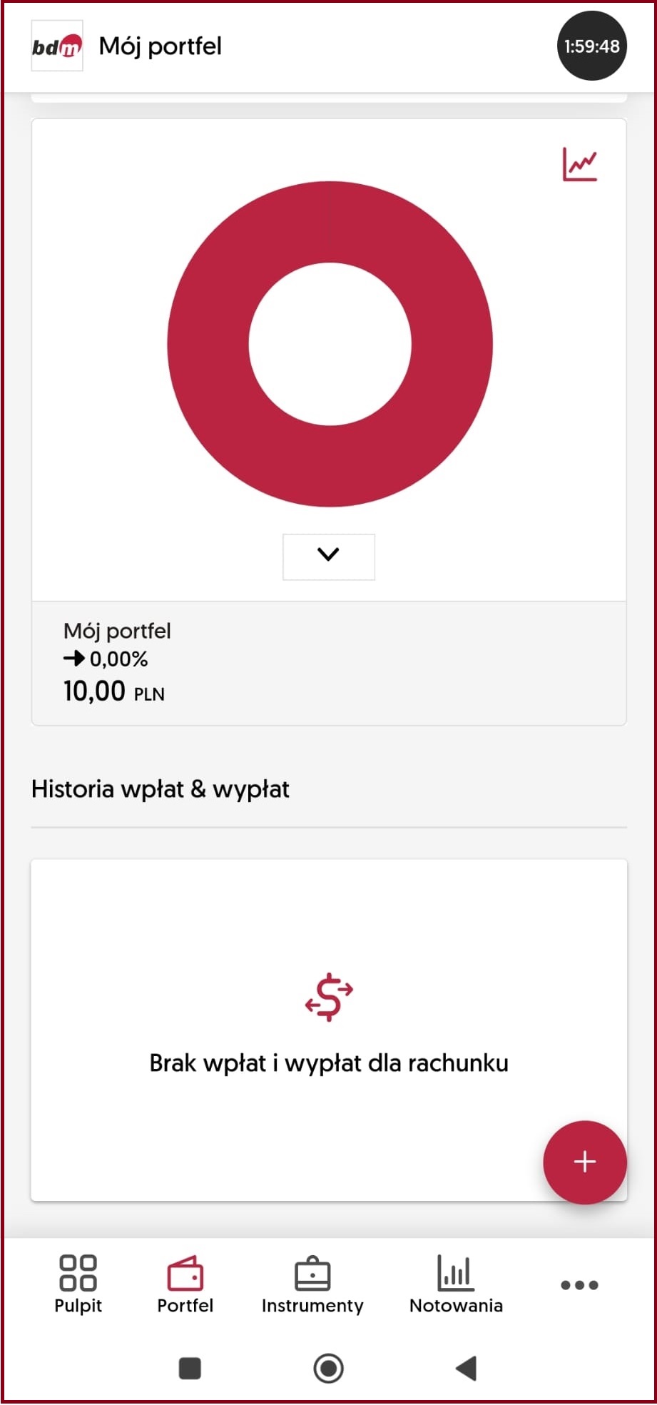 Historia wpłat i wypłat bdm Mobile